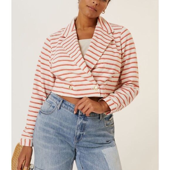 Maeve Cropped Terry Stripe Jacket - Picture 6 of 6